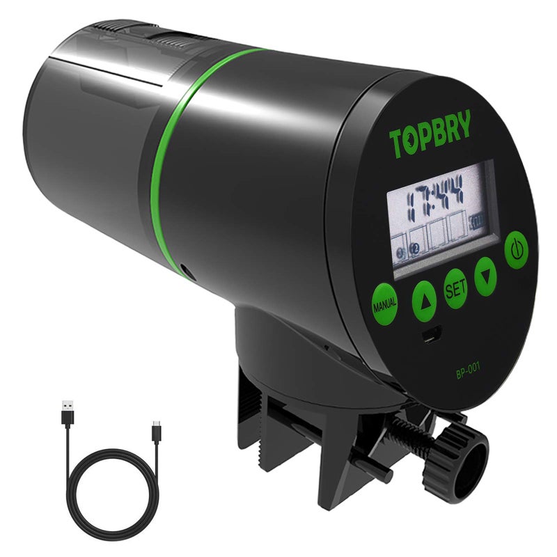 TOPBRY Automatic Fish Feeders - Digital Auto Aquarium Feeder with USB Rechargeable Timer and Fish Food Dispenser - Image 1